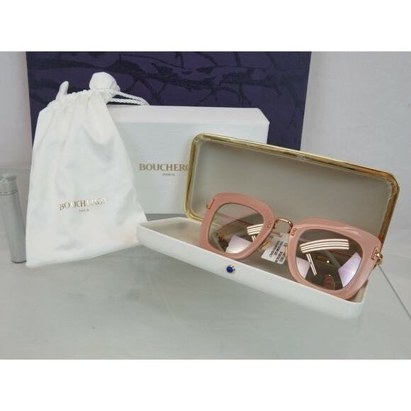 NWT BOUCHERON NUDE GOLD BC0015S 005 CAT EYE 47MM SQUARE SUNGLASSES $ 800 FRANCE main image 6